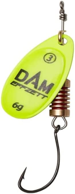 DAM Effzett Standard Spinner Single Hook, Yellow, #3/ 6g